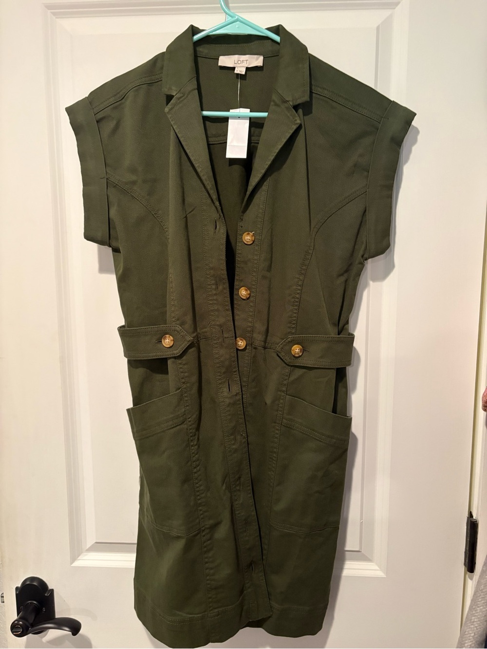 NWT LOFT Olive Dress with Notched Collar